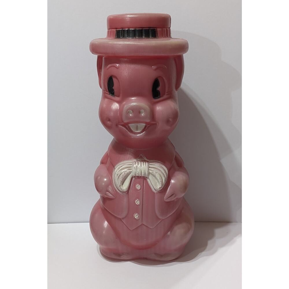 Vintage AJ Renzi 1966 Piggy Bank Large Red Plastic Pig Bank USA 19” Leominster